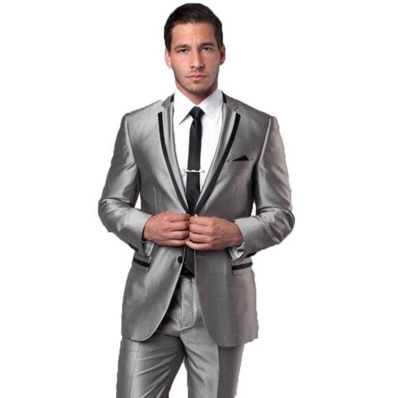 Mens Gray Tuxedo - Grey Wedding Suit-Men'S Two Button Slim Fit Wedding & Prom Tu